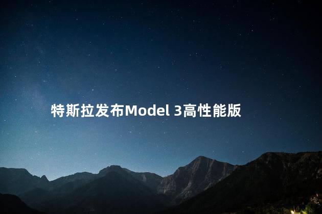 特斯拉发布Model 3高性能版